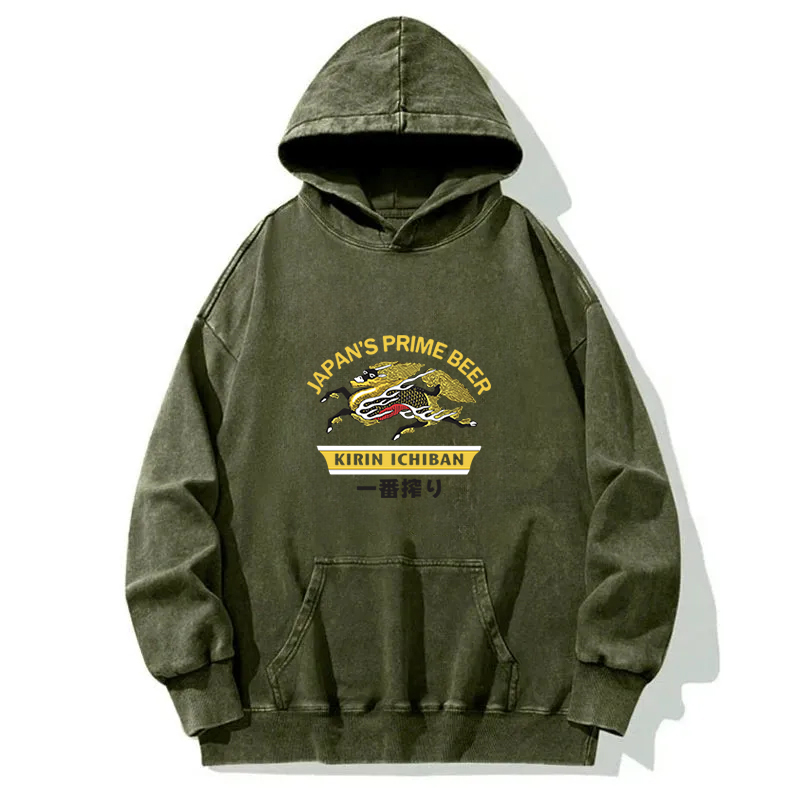 Tokyocanvas Kirin Ichiban Beer Logo Japanese Washed Hoodie