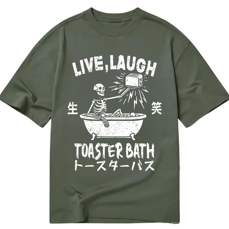 Tokyocanvas Funny Electric Shock Skeleton Washed T-Shirt For Sale