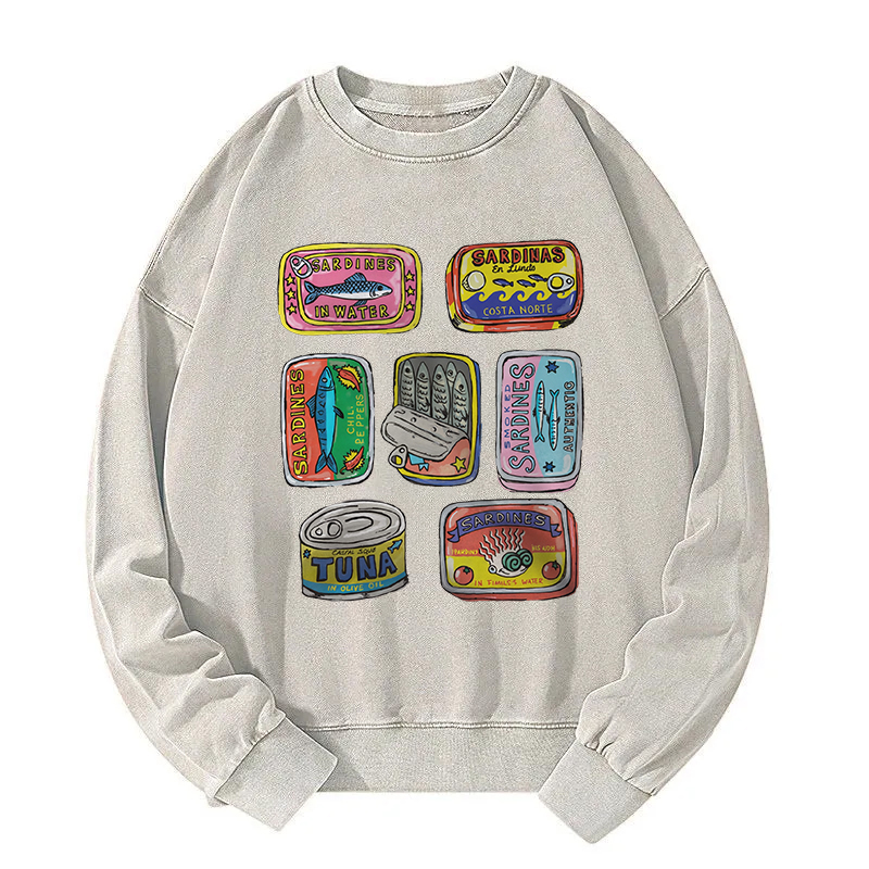 Tokyocanvas Sardines Canned Washed Sweatshirt