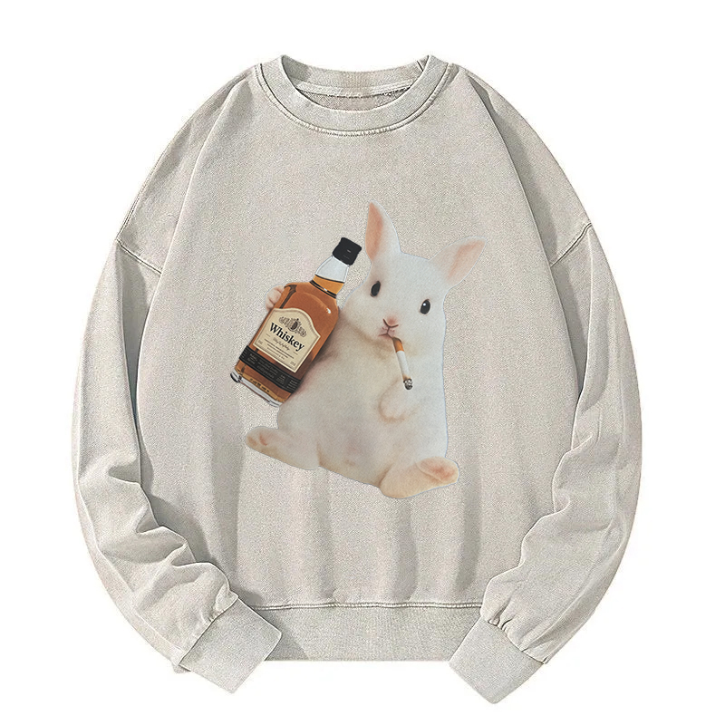Tokyocanvas Smoking Rabbit Washed Sweatshirt