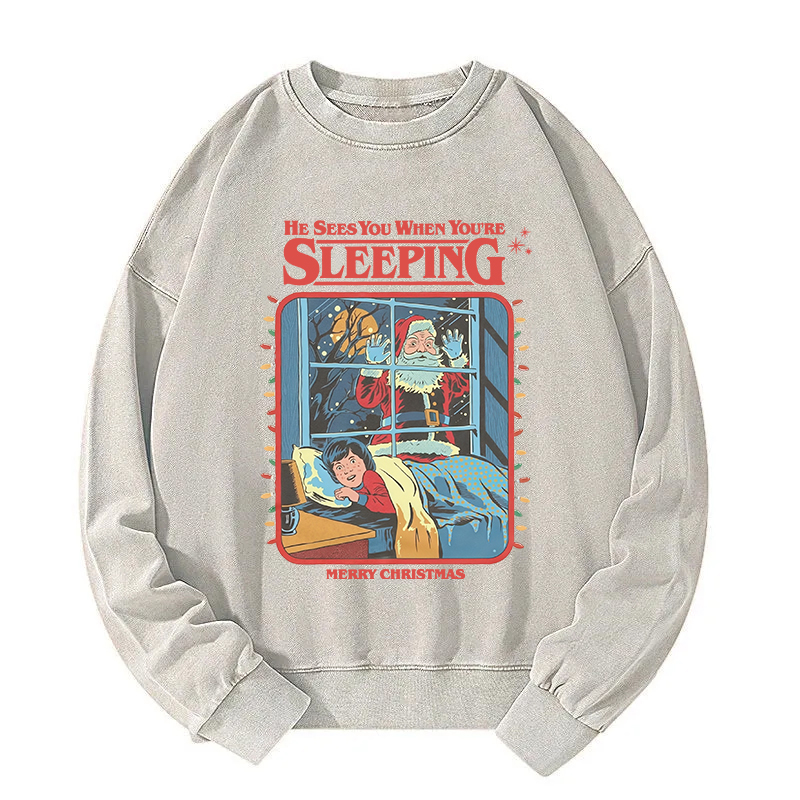 Tokyocanvas Vintage Creepy Santa Claus Washed Sweatshirt