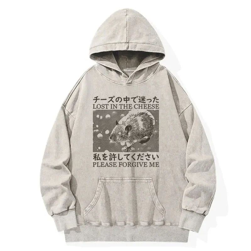 Tokyocanvas Lost in the Cheese Please Forgive Me Washed Hoodie