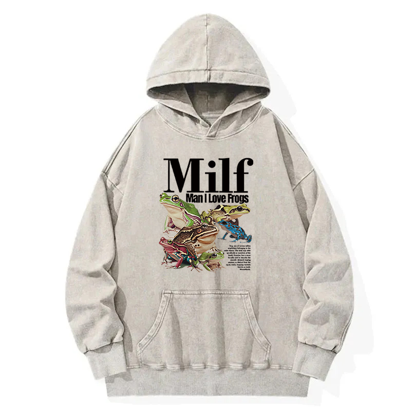 Tokyocanvas Man I Love Frogs Meme Washed Hoodie