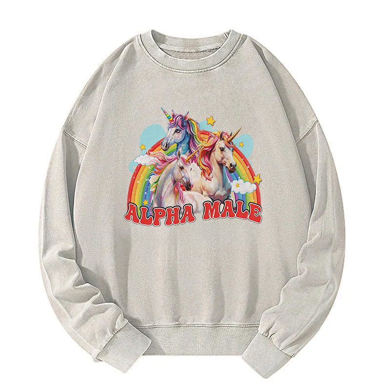 Tokyocanvas Alpha Male Unicorn Washed Sweatshirt