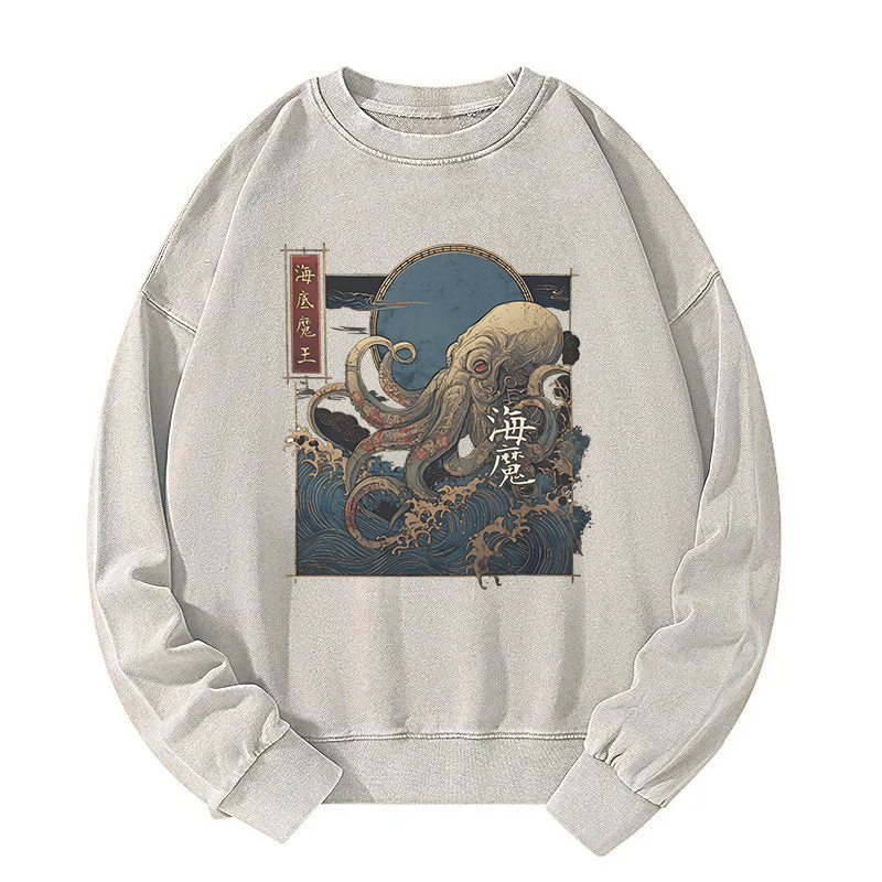 Tokyocanvas Kraken Ukiyo-e Washed Sweatshirt