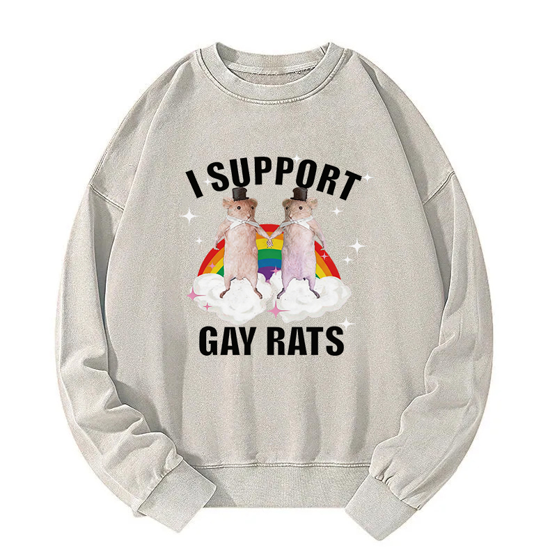 Tokyocanvas Support Gay Rats Washed Sweatshirt
