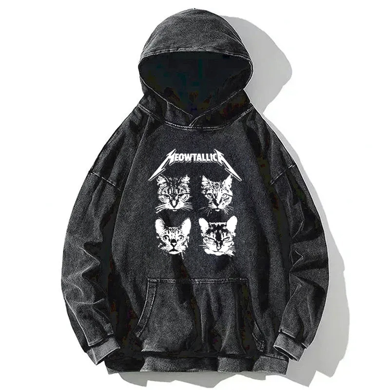 Tokyocanvas Visible Cat Emotion Washed Hoodie