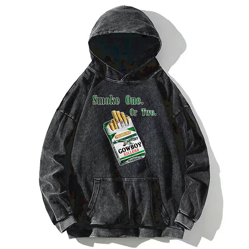 Tokyocanvas Smoke One or Two KIllers Philadelphia Eagles Washed Hoodie