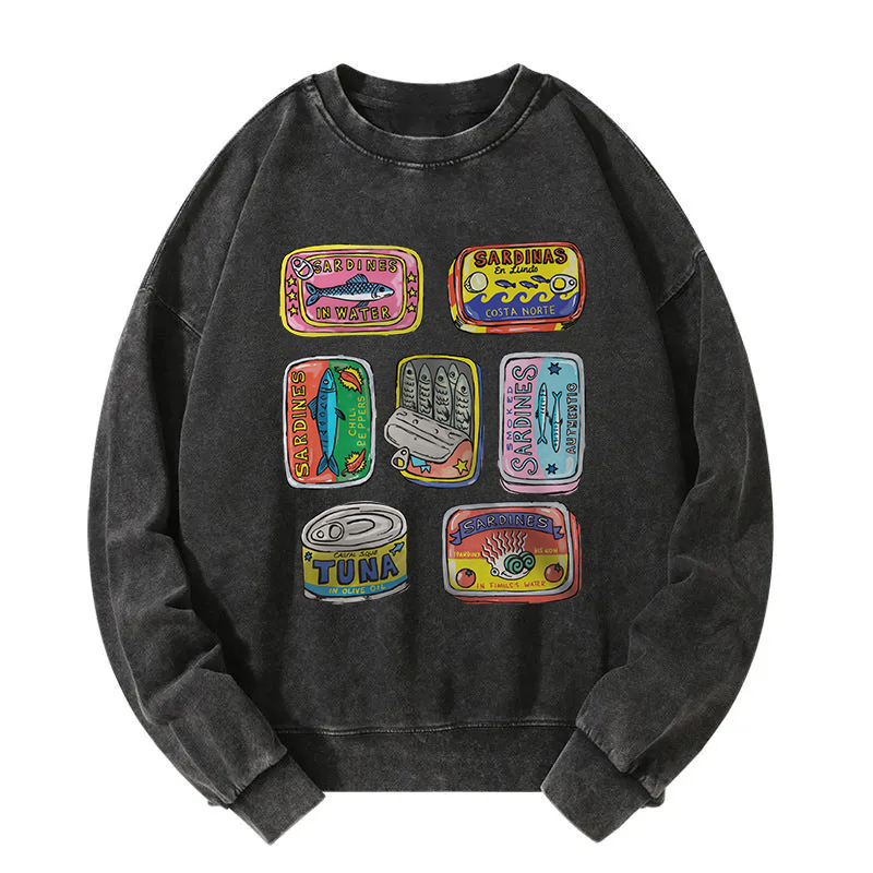 Tokyocanvas Sardines Canned Washed Sweatshirt