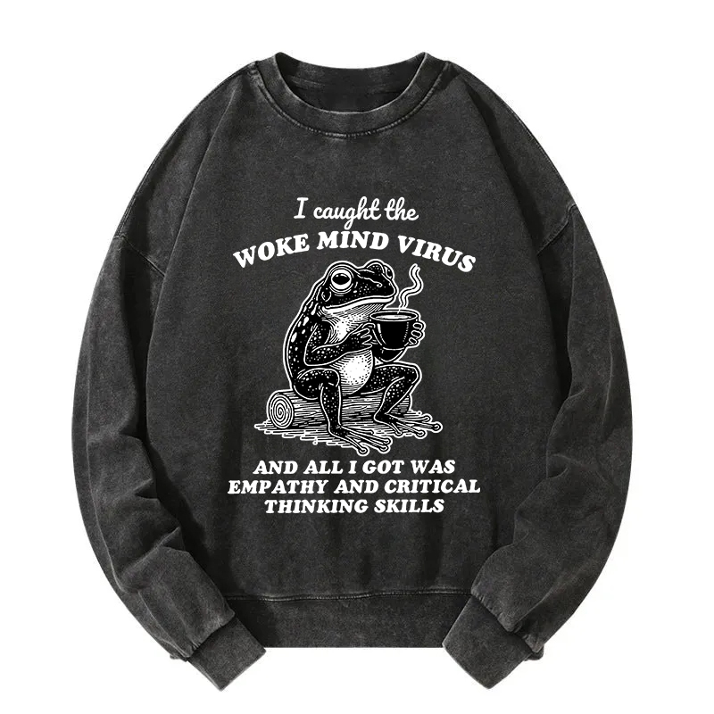 Tokyocanvas Awakened Thinking Virus Frog Washed Sweatshirt
