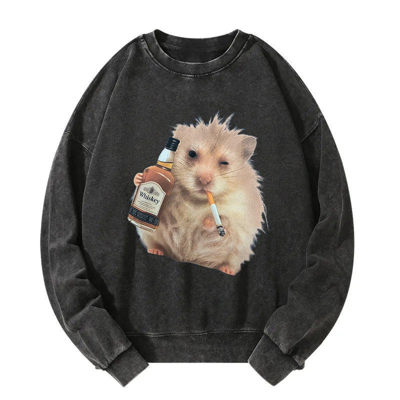 Tokyocanvas Smoking Rat Washed Sweatshirt