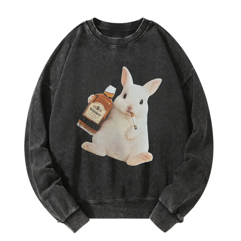 Tokyocanvas Smoking Rabbit Washed Sweatshirt