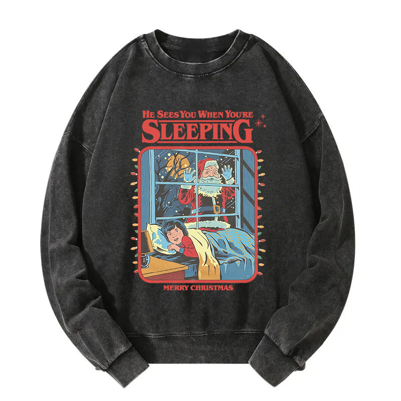 Tokyocanvas Vintage Creepy Santa Claus Washed Sweatshirt