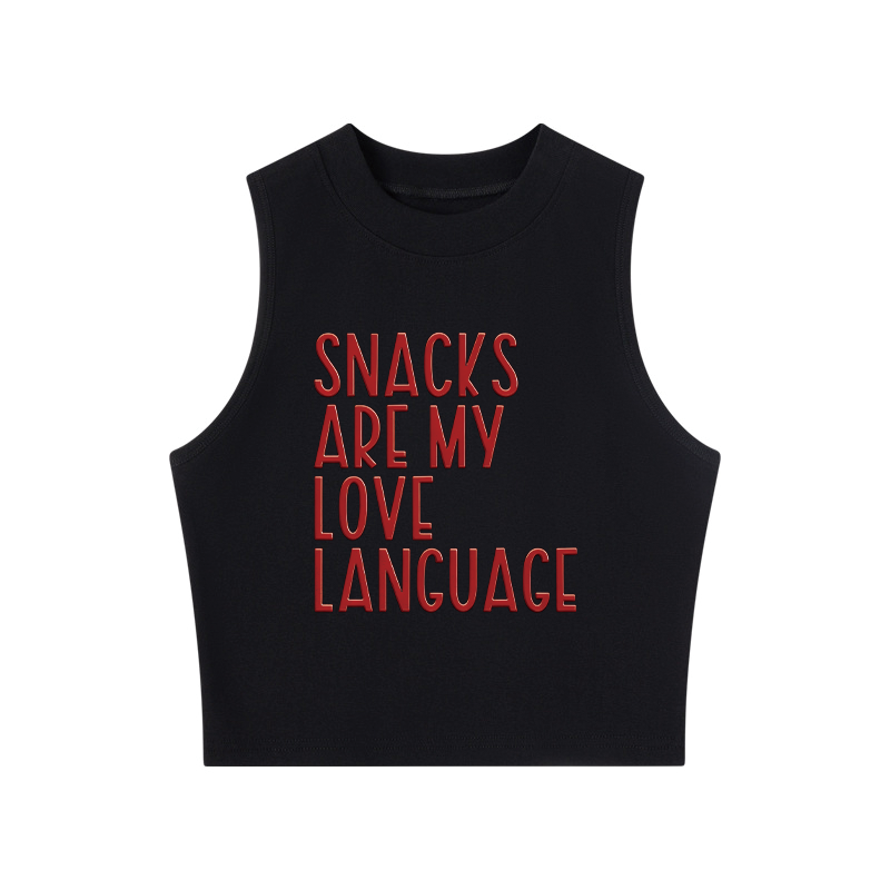 Tokyocanvas Snacks Are My Love Language Crew Neck Crop Top