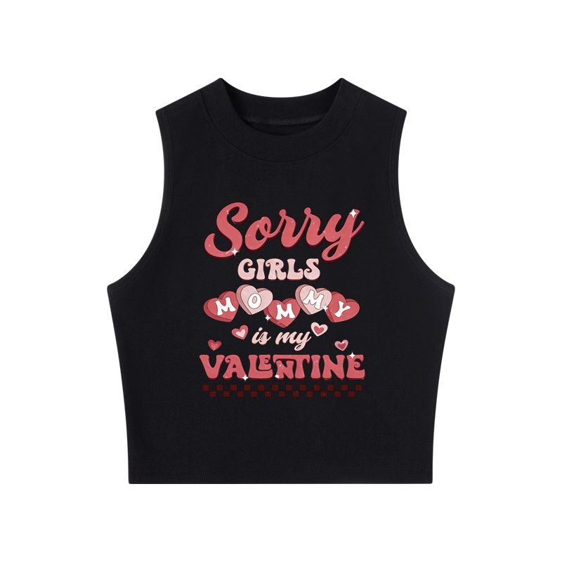 Tokyocanvas Sorry Girls Mommy Is My Valentine Crew Neck Crop Top