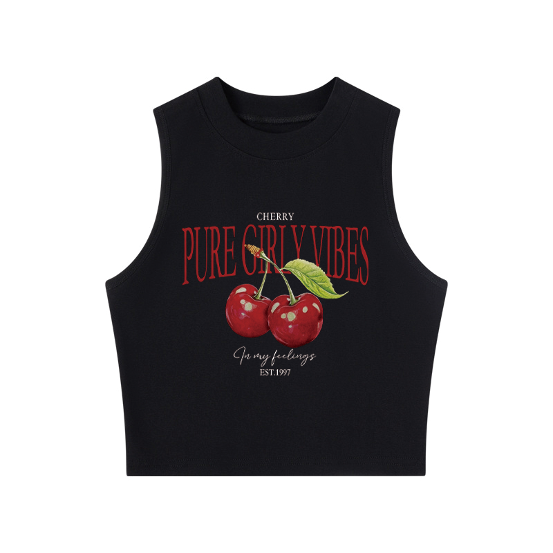 Tokyocanvas Cherry Crew Neck Crop Top