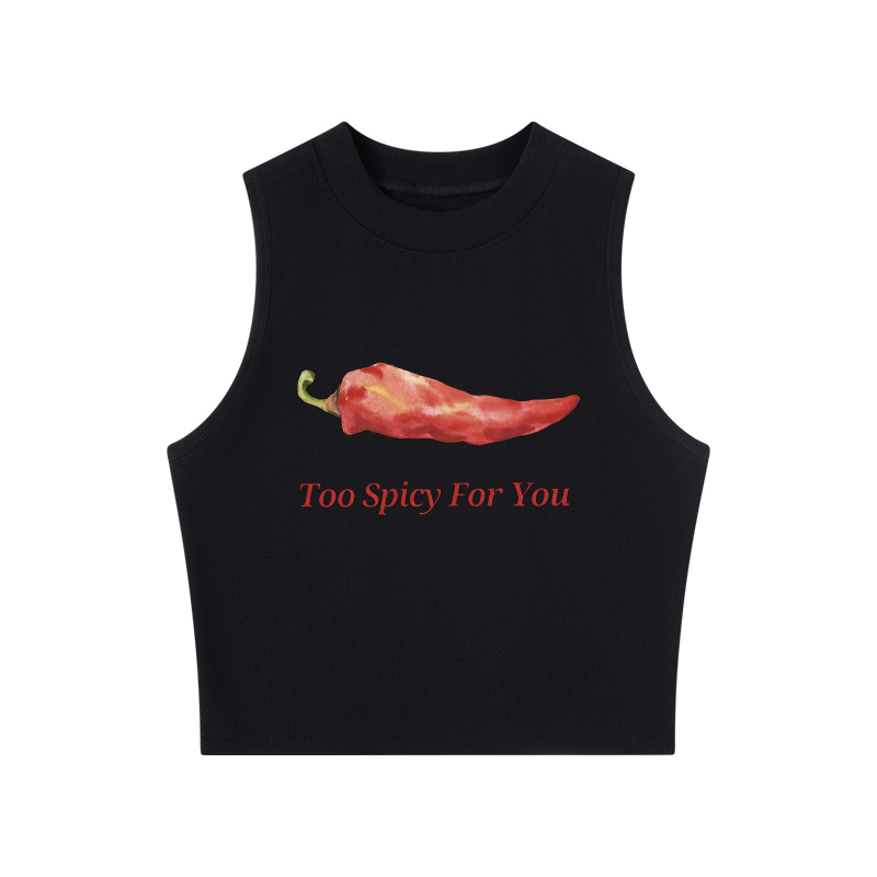 Tokyocanvas Too Spicy For You Crew Neck Crop Top