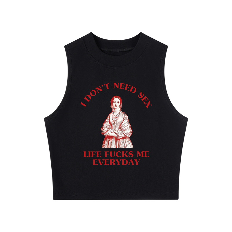 Tokyocanvas Do Not Need Sex Crew Neck Crop Top