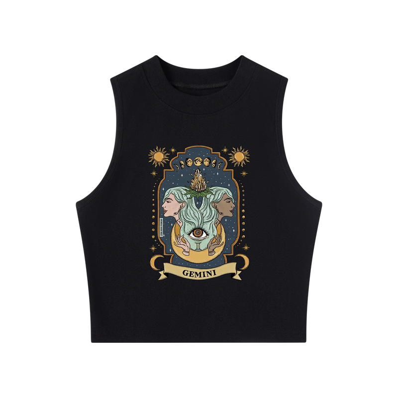 Tokyocanvas Gemini Zodiac Crew Neck Crop Top