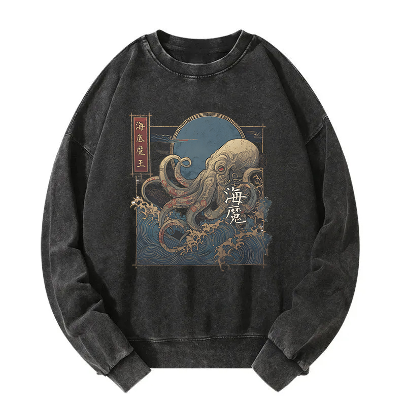 Tokyocanvas Kraken Ukiyo-e Washed Sweatshirt