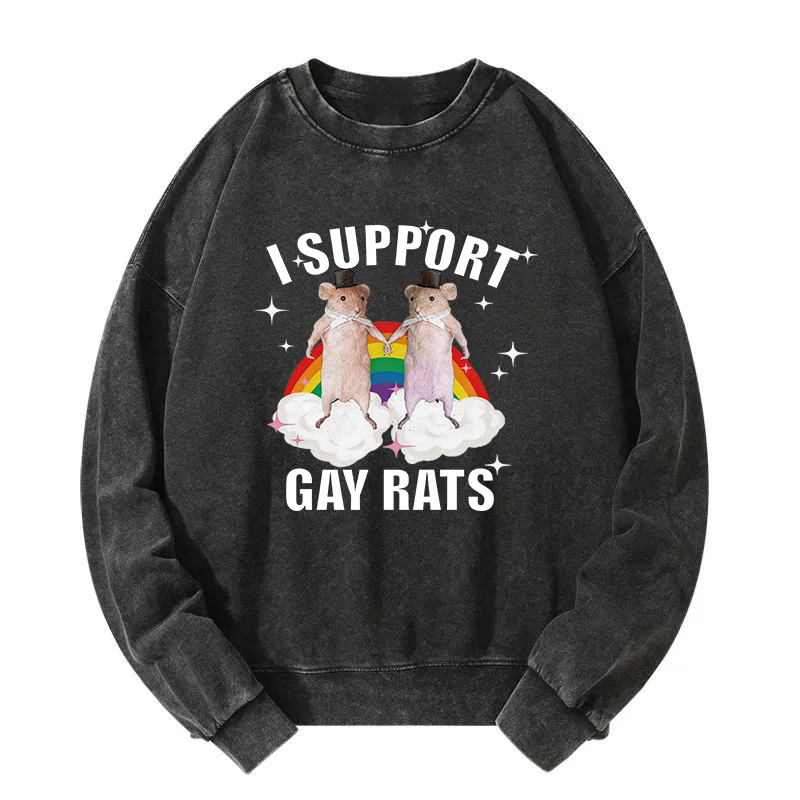Tokyocanvas Support Gay Rats Washed Sweatshirt