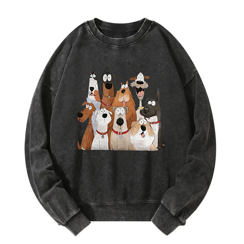 Tokyocanvas Funny Cute Dog Art Print Washed Sweatshirt