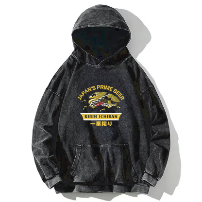 Tokyocanvas Kirin Ichiban Beer Logo Japanese Washed Hoodie