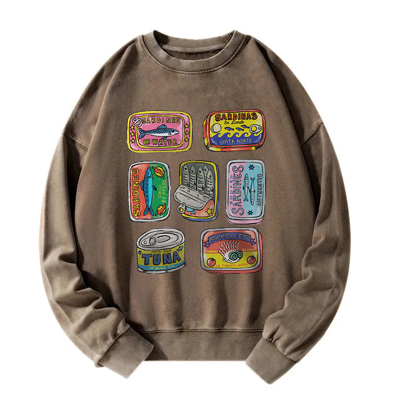 Tokyocanvas Sardines Canned Washed Sweatshirt