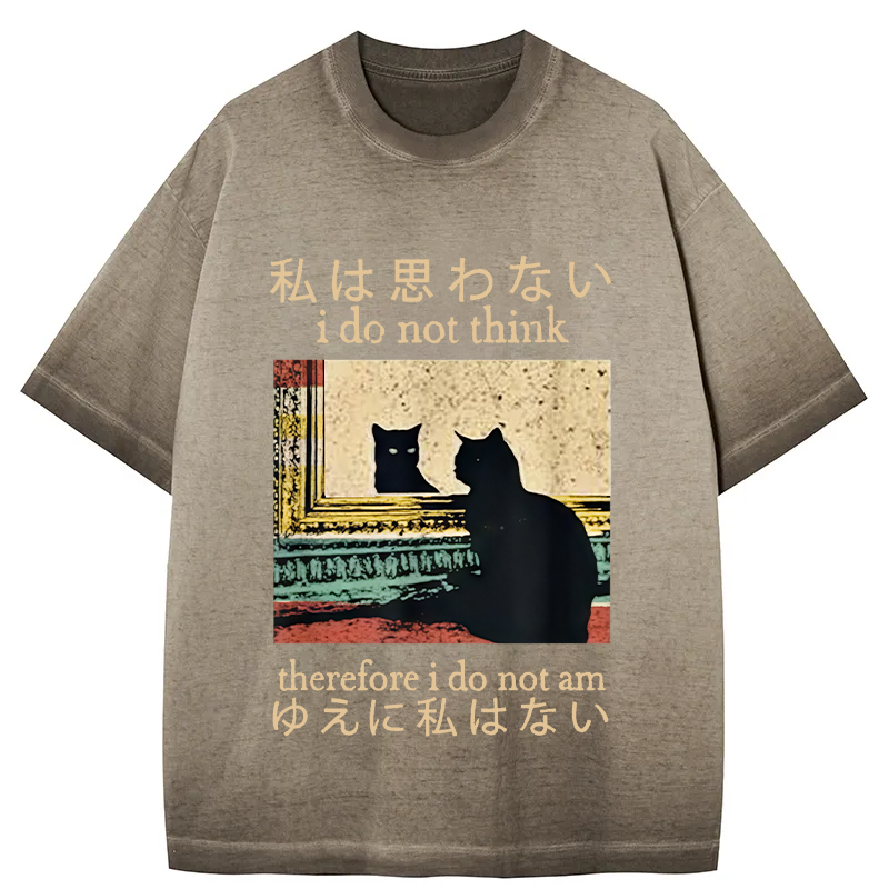 Tokyocanvas I Do Not Think Therefore I Do Not Am Gradient Washed T-Shirt