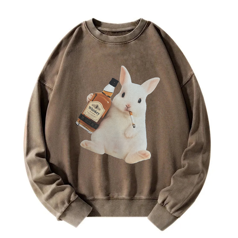 Tokyocanvas Smoking Rabbit Washed Sweatshirt