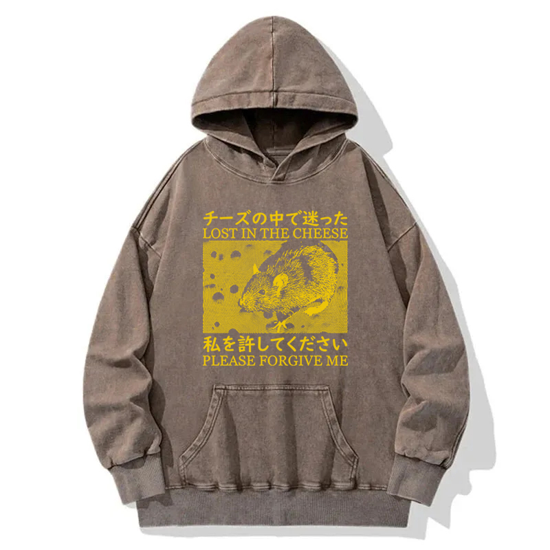 Tokyocanvas Lost in the Cheese Please Forgive Me Washed Hoodie