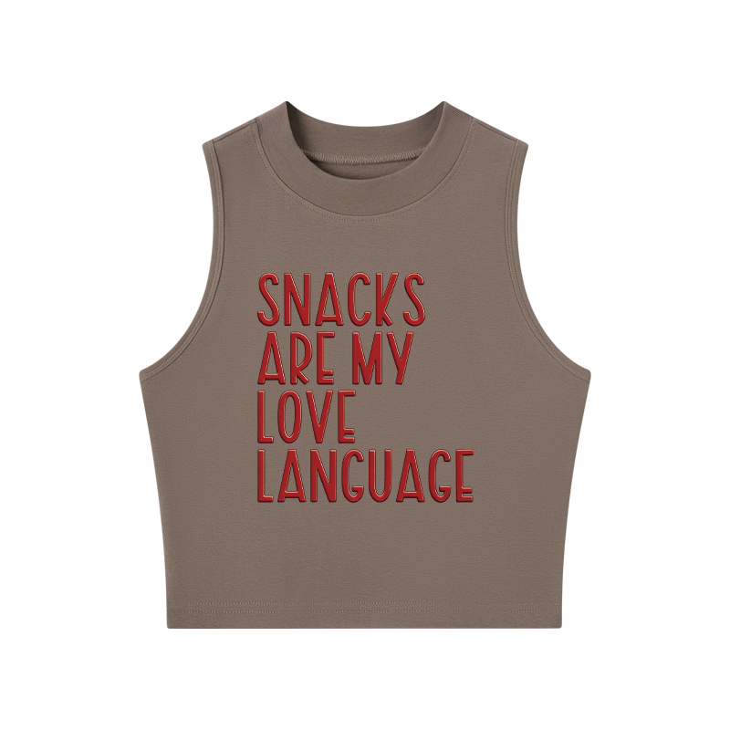 Tokyocanvas Snacks Are My Love Language Crew Neck Crop Top