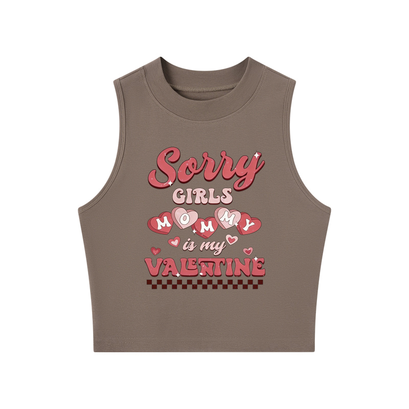 Tokyocanvas Sorry Girls Mommy Is My Valentine Crew Neck Crop Top