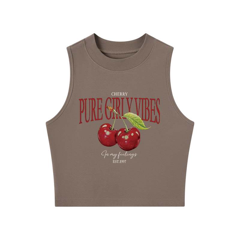 Tokyocanvas Cherry Crew Neck Crop Top