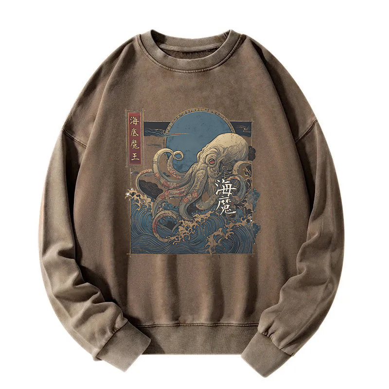 Tokyocanvas Kraken Ukiyo-e Washed Sweatshirt