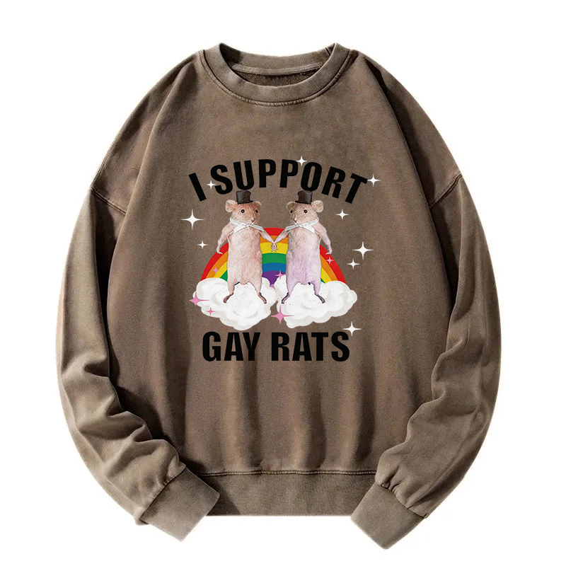 Tokyocanvas Support Gay Rats Washed Sweatshirt