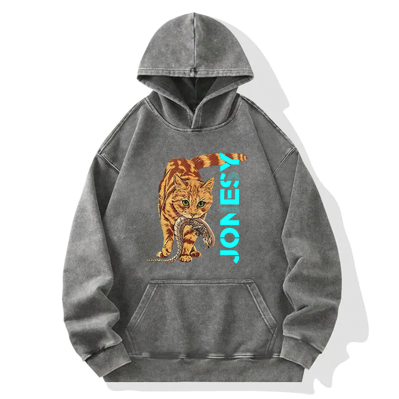 Tokyocanvas Cat Cames In Silence Washed Hoodie