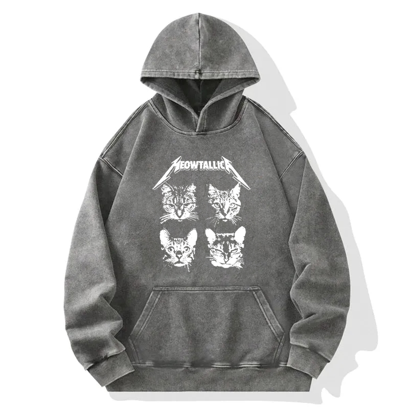 Tokyocanvas Visible Cat Emotion Washed Hoodie