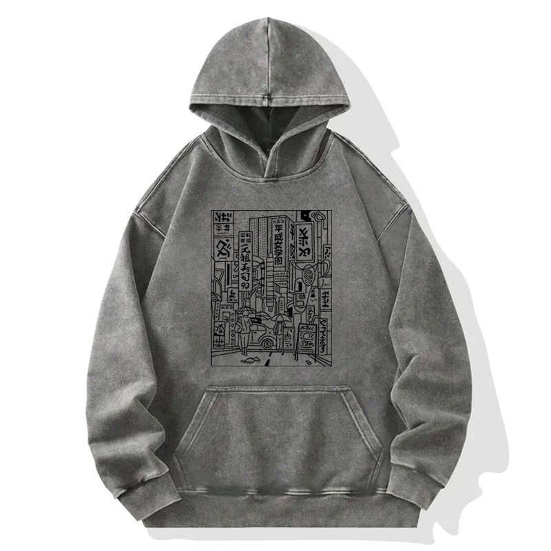 Tokyocanvas Minimalist Tokyo Street Washed Hoodie