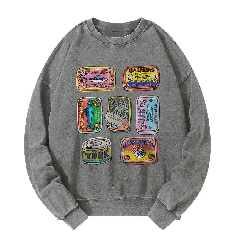 Tokyocanvas Sardines Canned Washed Sweatshirt