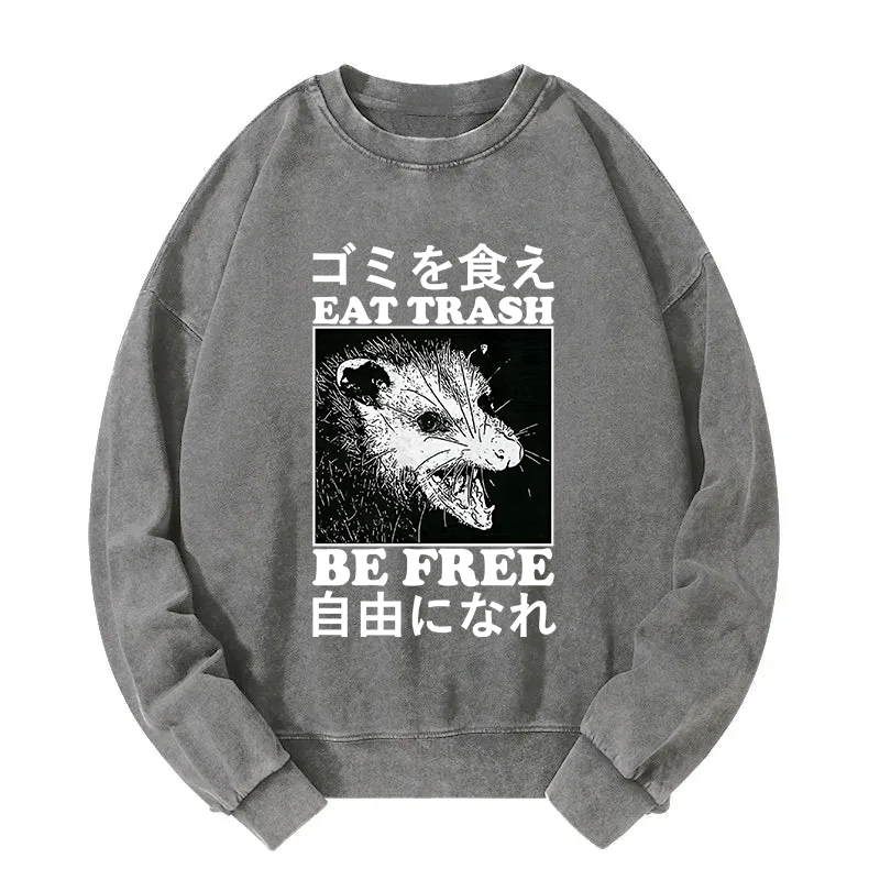 Tokyocanvas Eat Trash Be Free Washed Sweatshirt