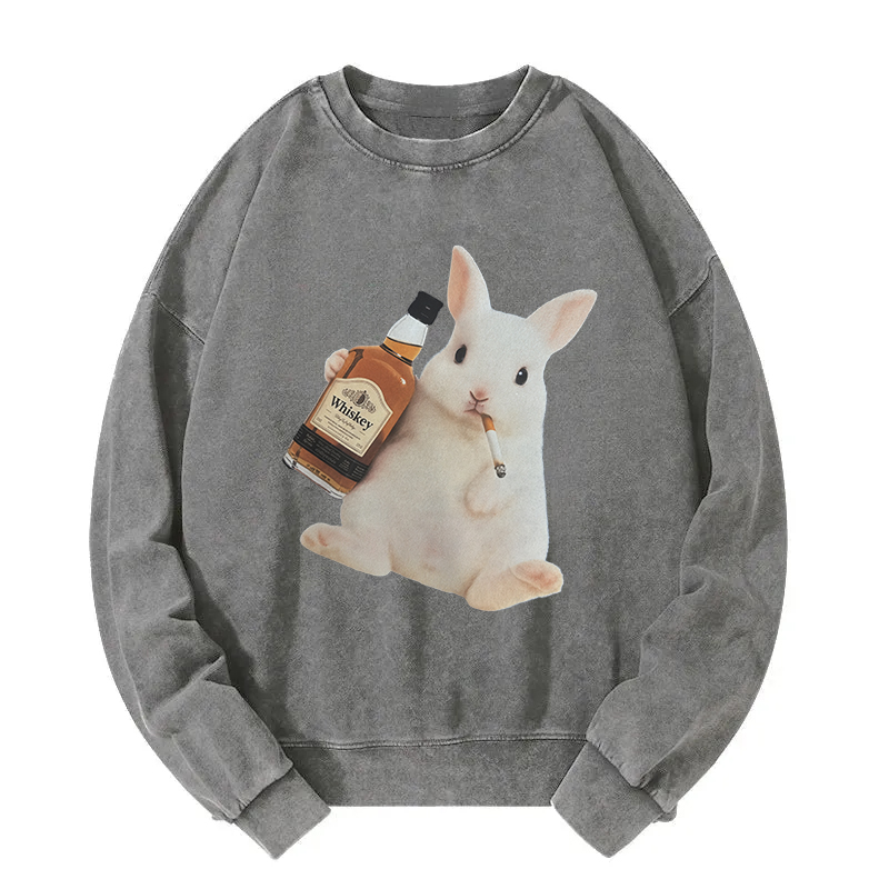 Tokyocanvas Smoking Rabbit Washed Sweatshirt
