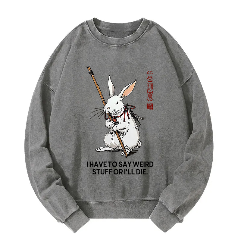 Tokyocanvas Rabbit Gotta Say Weird Stuff Or Die Washed Sweatshirt