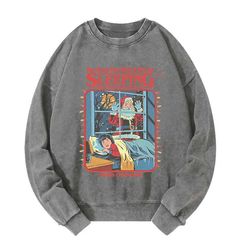 Tokyocanvas Vintage Creepy Santa Claus Washed Sweatshirt
