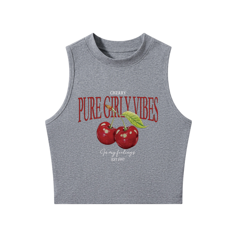 Tokyocanvas Cherry Crew Neck Crop Top