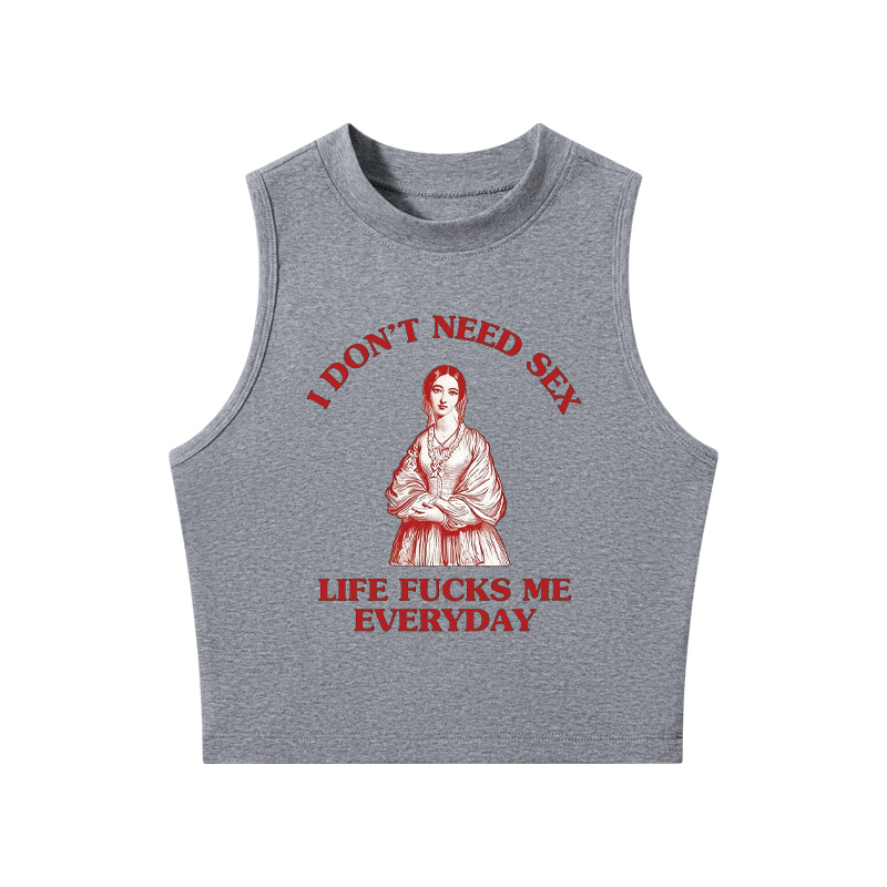 Tokyocanvas Do Not Need Sex Crew Neck Crop Top