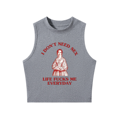 Tokyocanvas Do Not Need Sex Crew Neck Crop Top