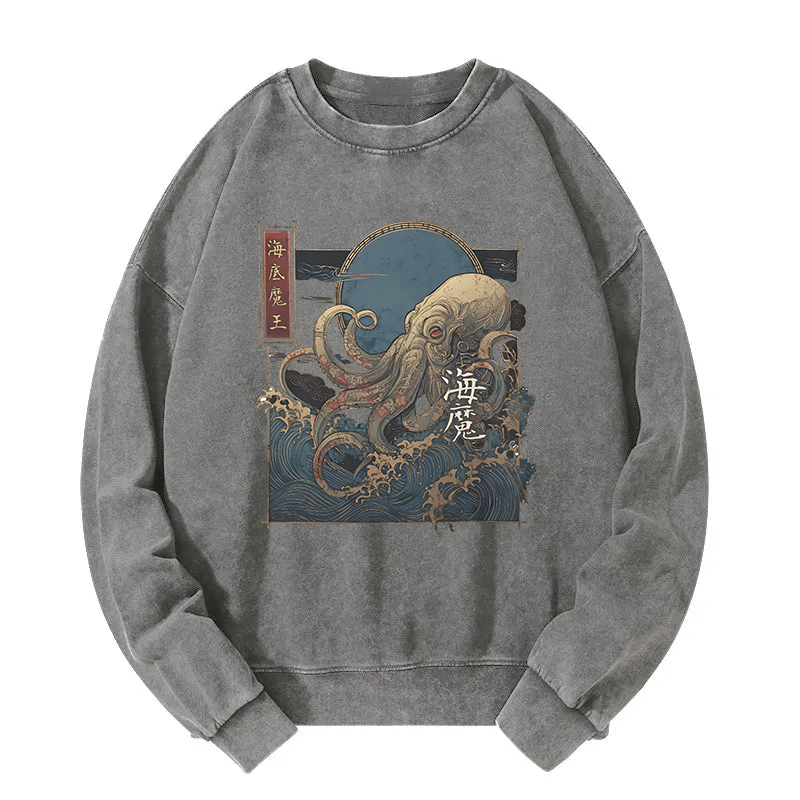 Tokyocanvas Kraken Ukiyo-e Washed Sweatshirt