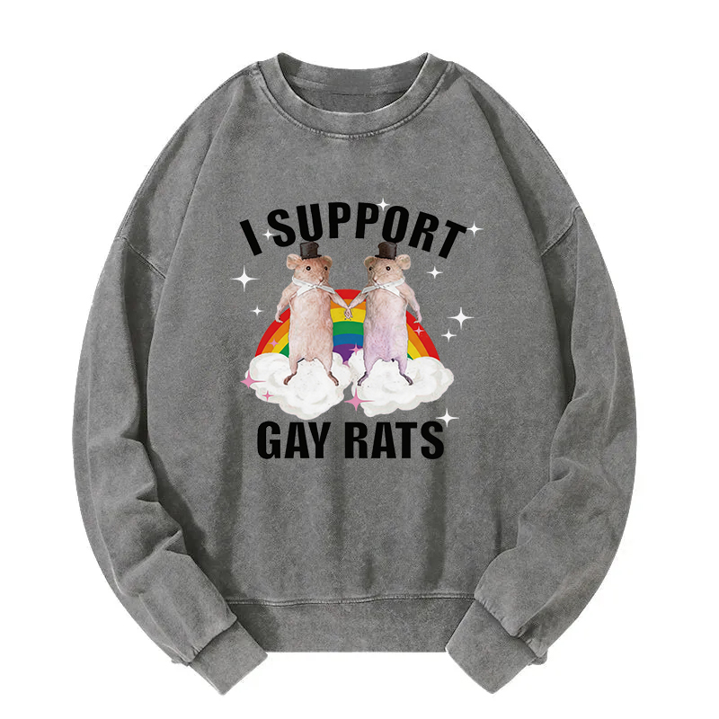 Tokyocanvas Support Gay Rats Washed Sweatshirt