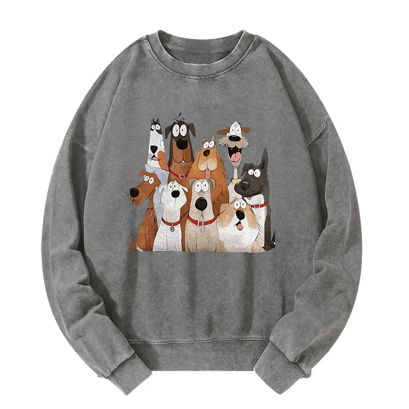 Tokyocanvas Funny Cute Dog Art Print Washed Sweatshirt